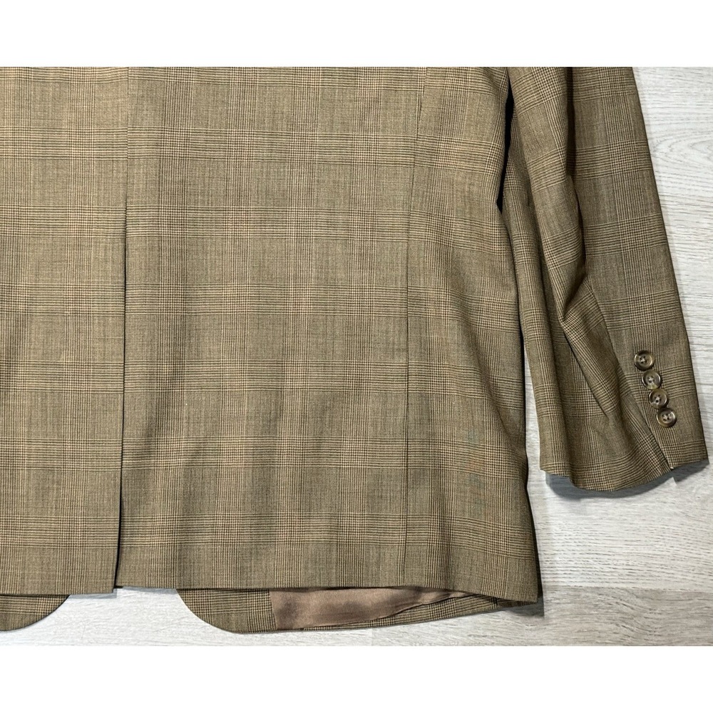 Vintage Chaps Ralph Lauren Blazer Mens 43R Wool Silk Glen Plaid Sport Coat Brown - Picture 10 of 16